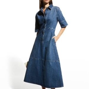 CO Collection Short Sleeve Denim Midi Dress | Size M | NWT